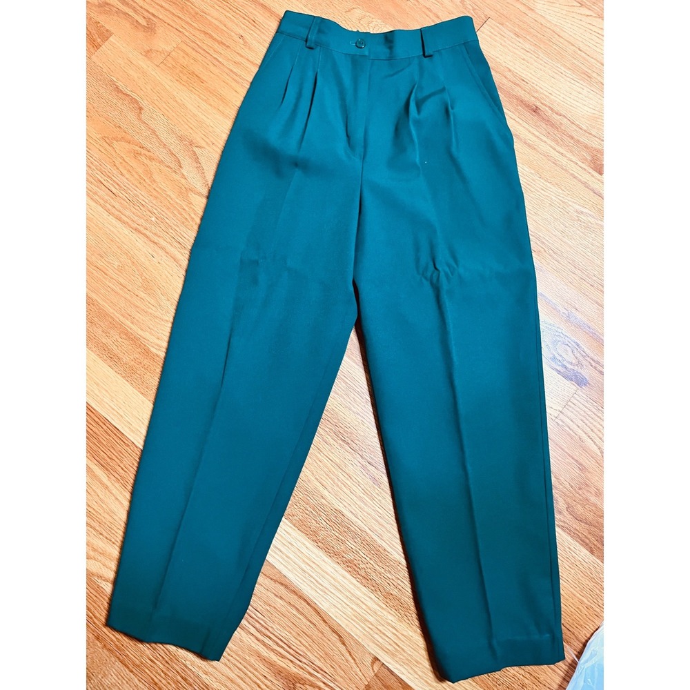 Counterparts Petites Teal PolyElastic Waist Pleated Trousers 8 Petite